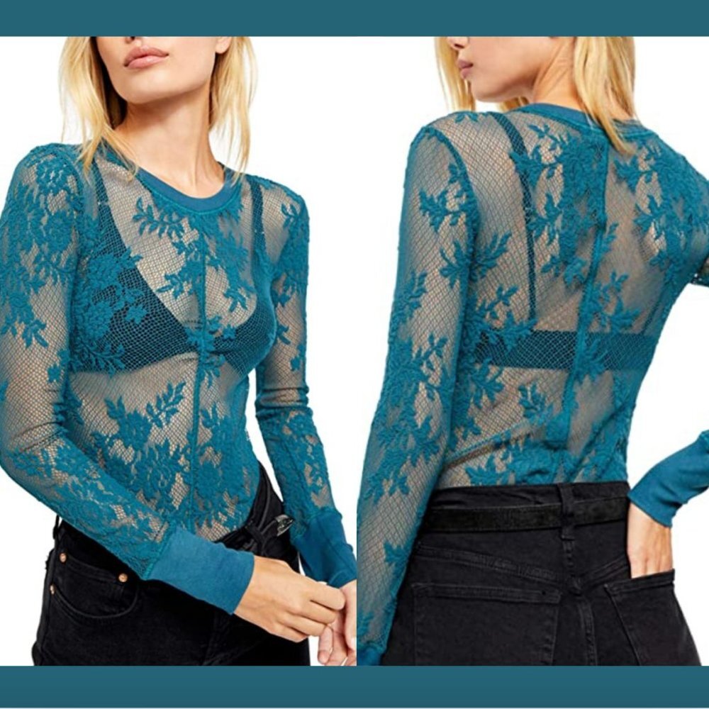 NEW $48 Free People Cool With it Lace Layering Top Empire Jewel‎ [ XS ] #3910